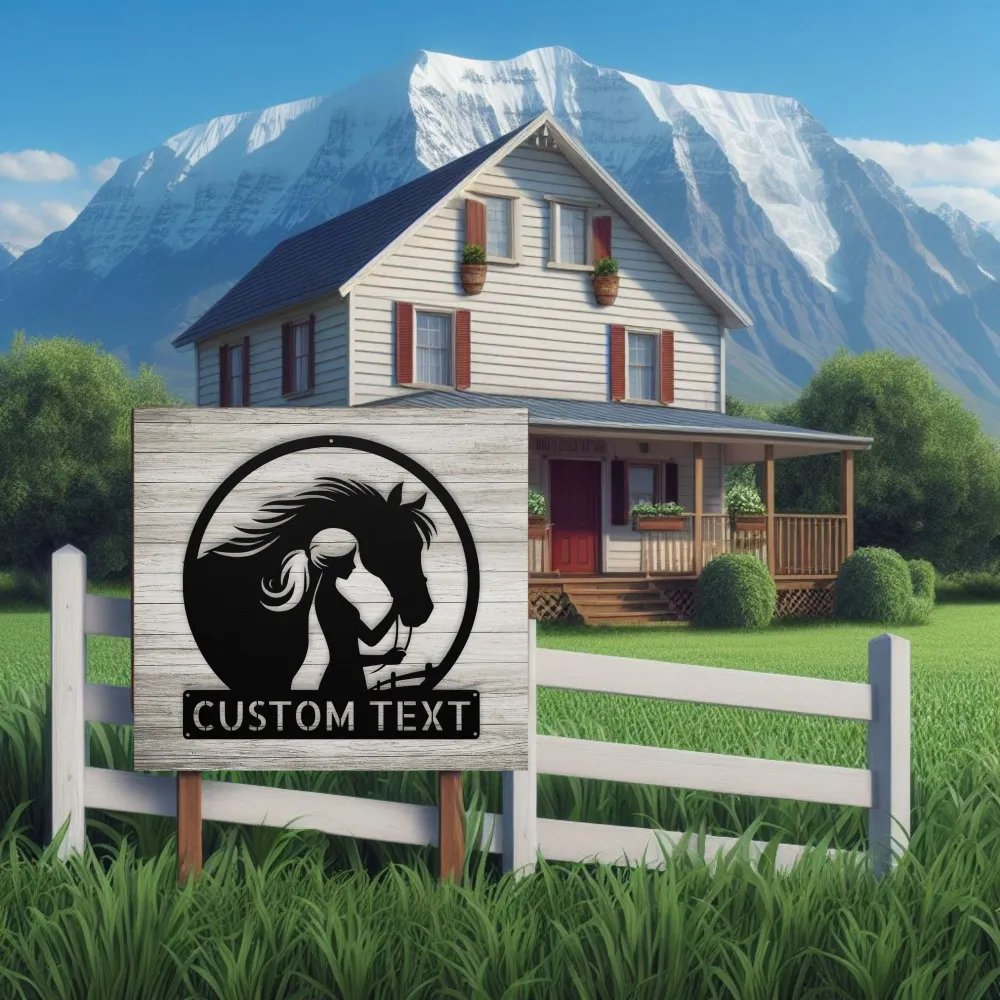 Custom Girl With Horse Metal Sign